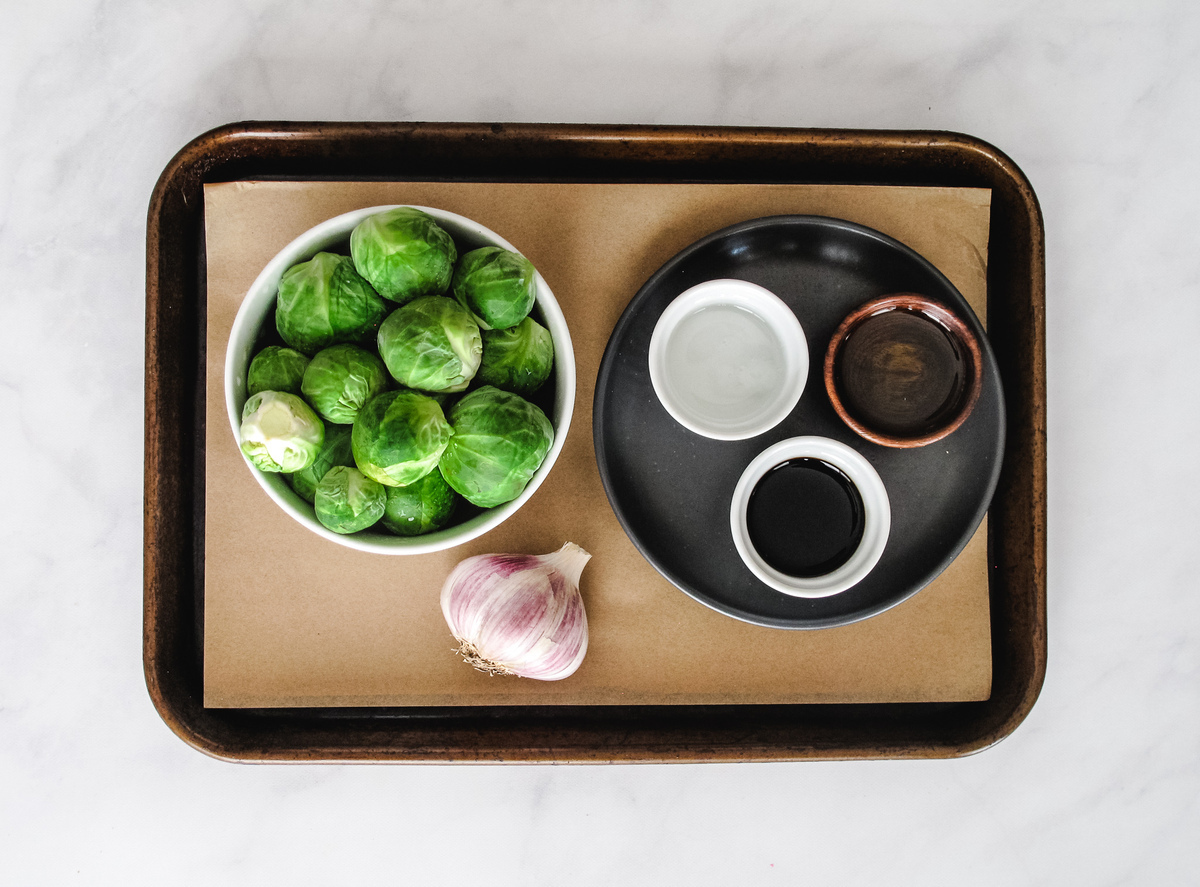 Roasted Brussels Sprouts with Garlic Balsamic Glaze