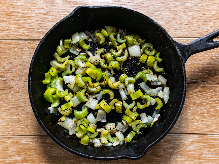 stuffing vegetables cooking for the duck