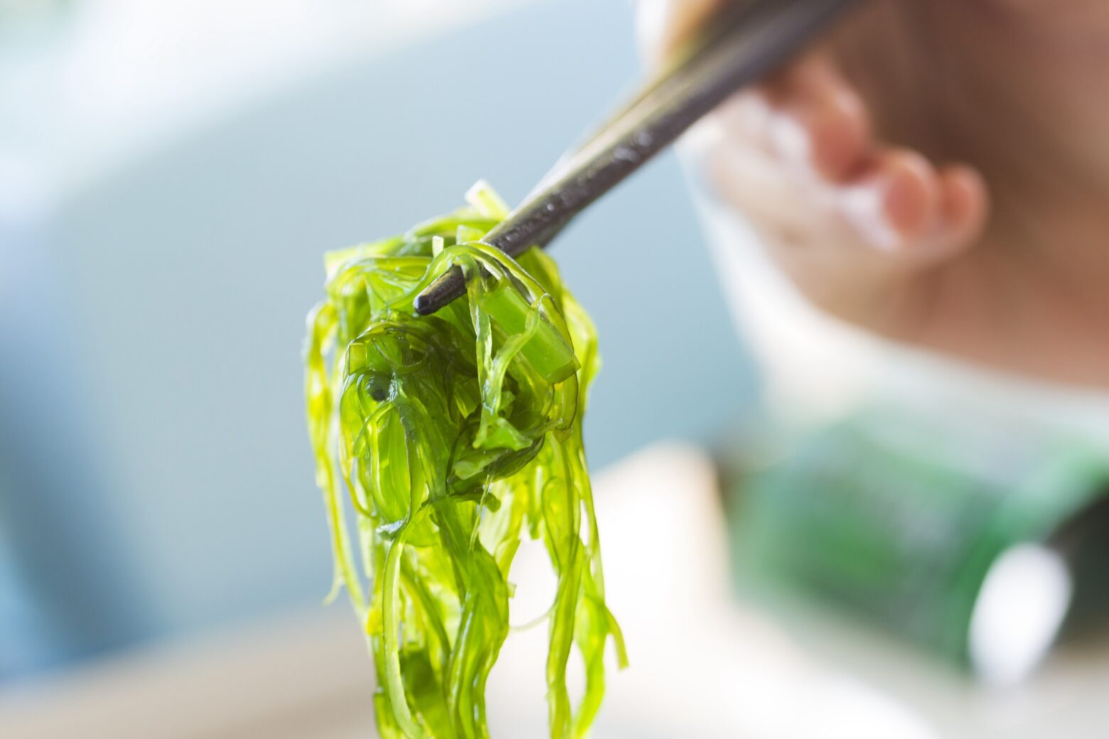 Seaweed held in chopsticks