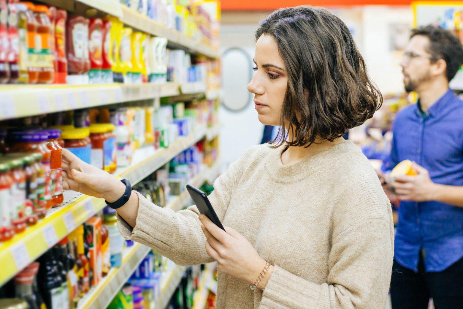 Woman Shopping the Grocery Store Selves